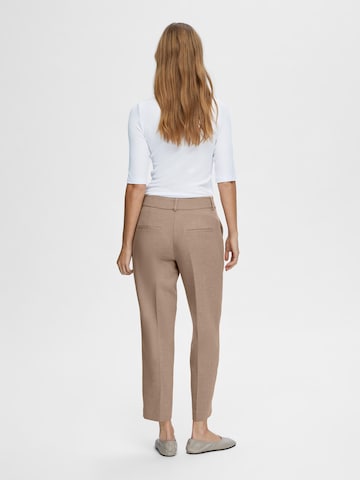 SELECTED FEMME Regular Trousers with creases 'Rita-Ria' in Beige