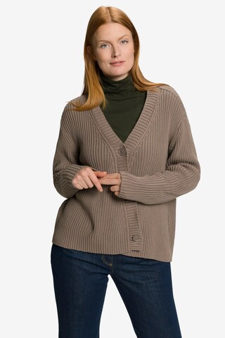 Ulla Popken Knit Cardigan in Beige: front