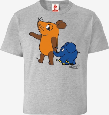 LOGOSHIRT Shirt 'Die Sendung mit der Maus - Maus & Elefant' in Grijs: voorkant