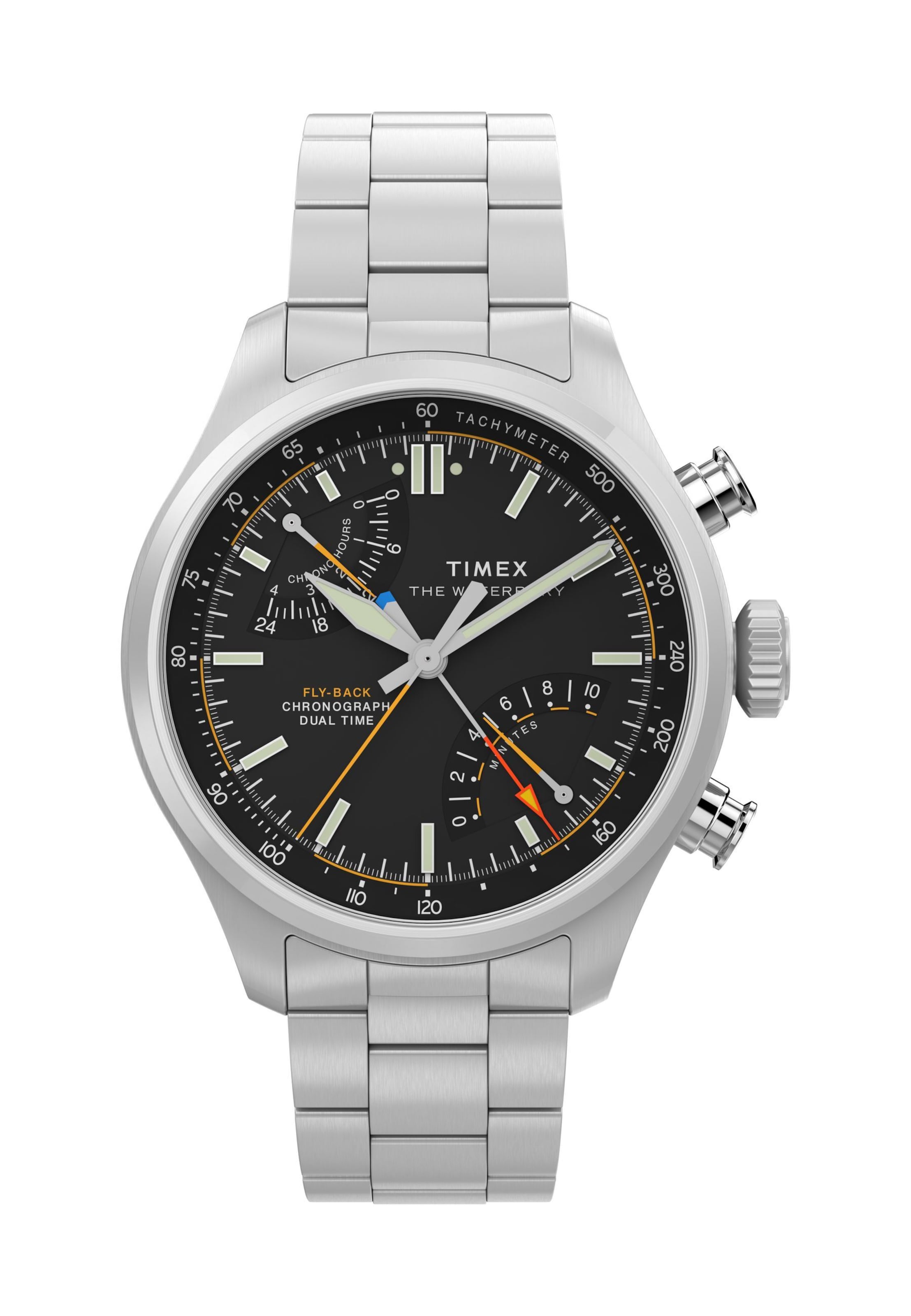 Montre à affichage analogique ' Waterbury Ace Fly-Back' TIMEX en argent : devant