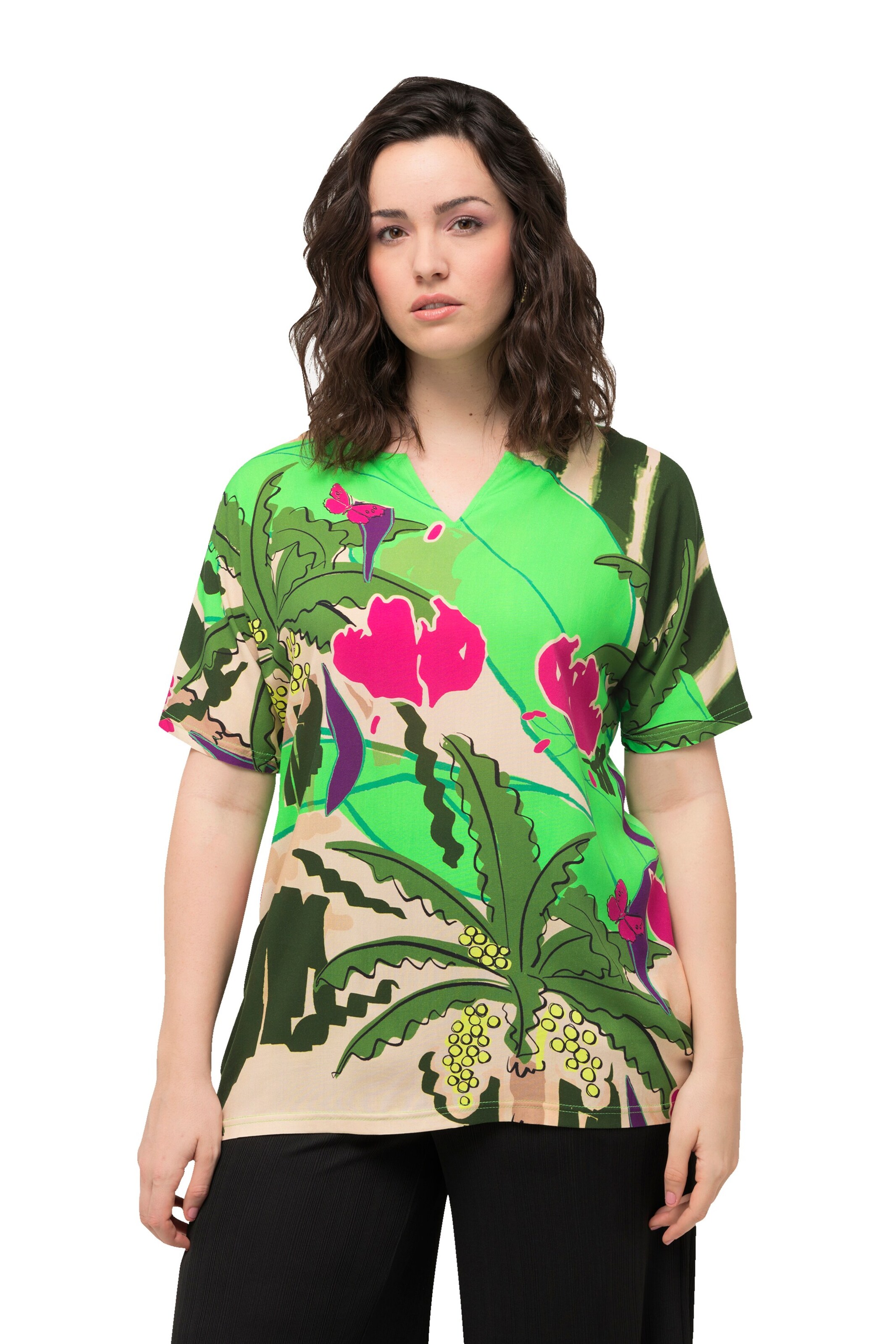 Ulla Popken Shirt in Groen: voorkant