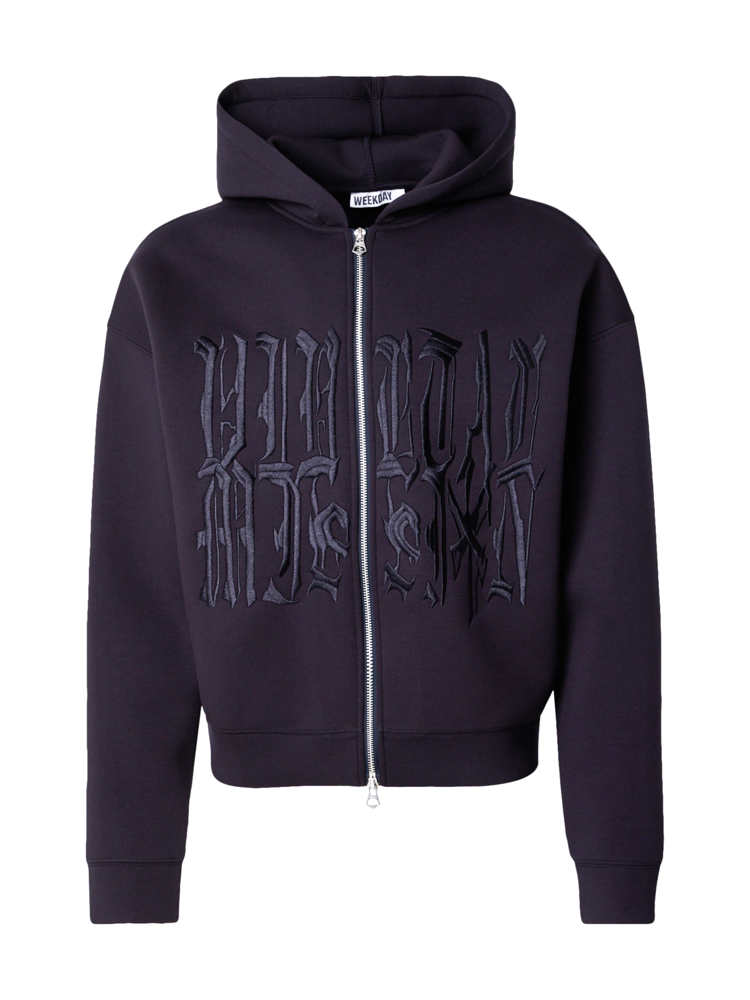 WEEKDAY Zip-Up Hoodie 'Scuba Simon' in Blue: front