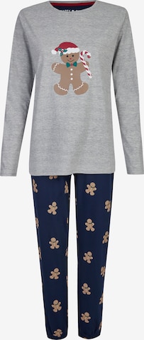 Happy Shorts Pajama ' X-Mas ' in Grey: front
