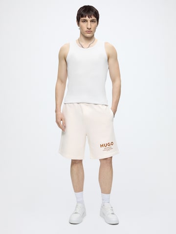 HUGO Loosefit Παντελόνι 'Nomario' σε λευκό