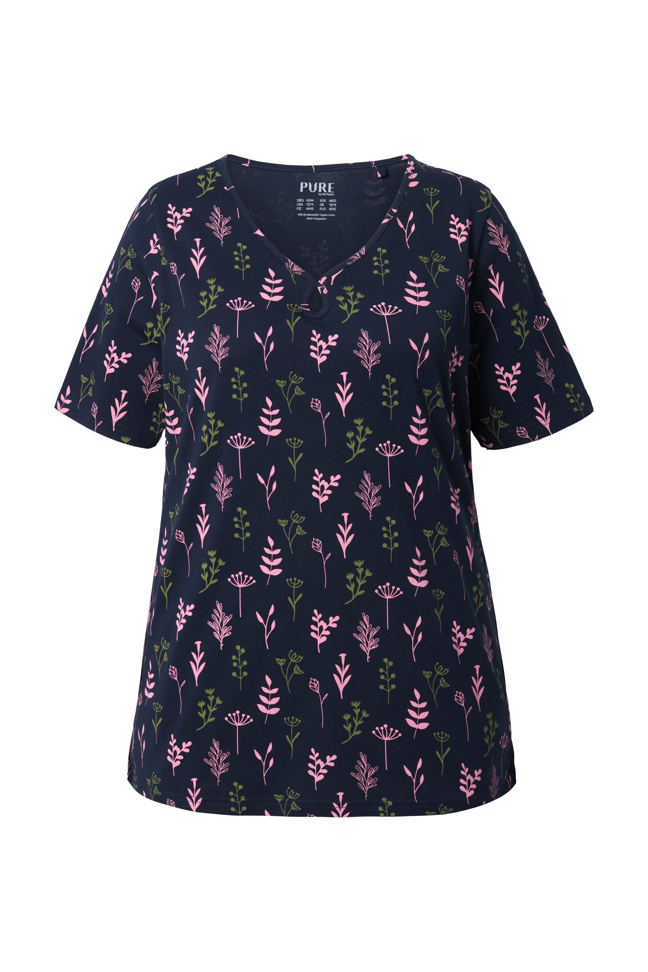 Ulla Popken Slaapshirt in Blauw: voorkant