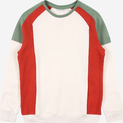 NAME IT Sweatshirt 'NEELO' i beige / mörkgrön / eldröd, Produktvy