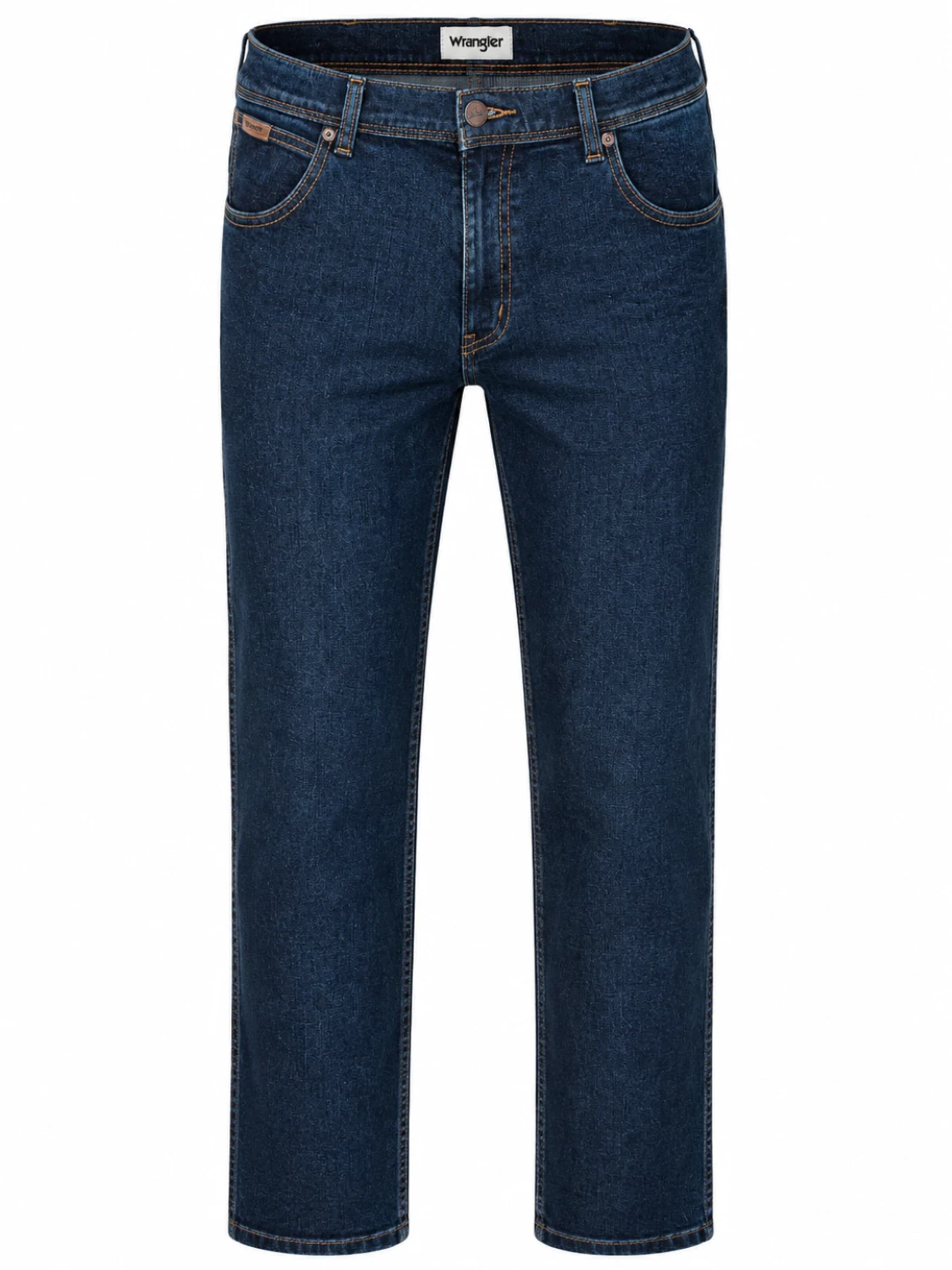 WRANGLER Regular Jeans 'Wrangler Texas Herren-Stretchjeans Regular Fit Authentic Straight W12133009 Darkstone' in Blauw: voorkant