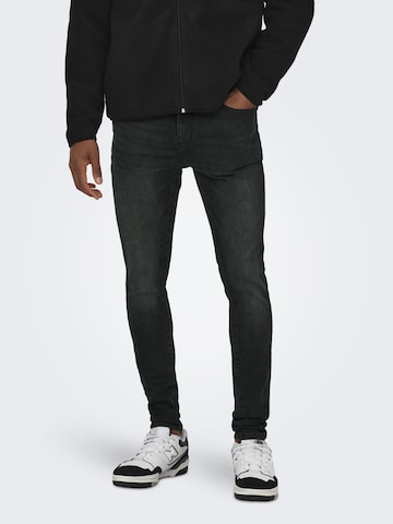 Only & Sons Skinny Jeans 'Fly' in Black: front