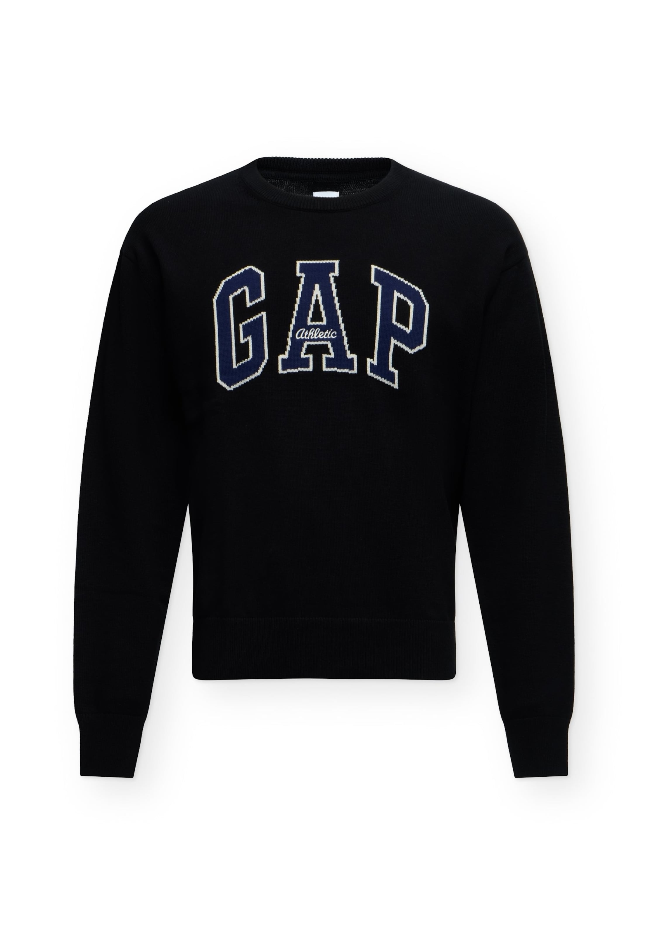 GAP Свитшот 'ATHLETIC INTARSIA' в Черный: спереди