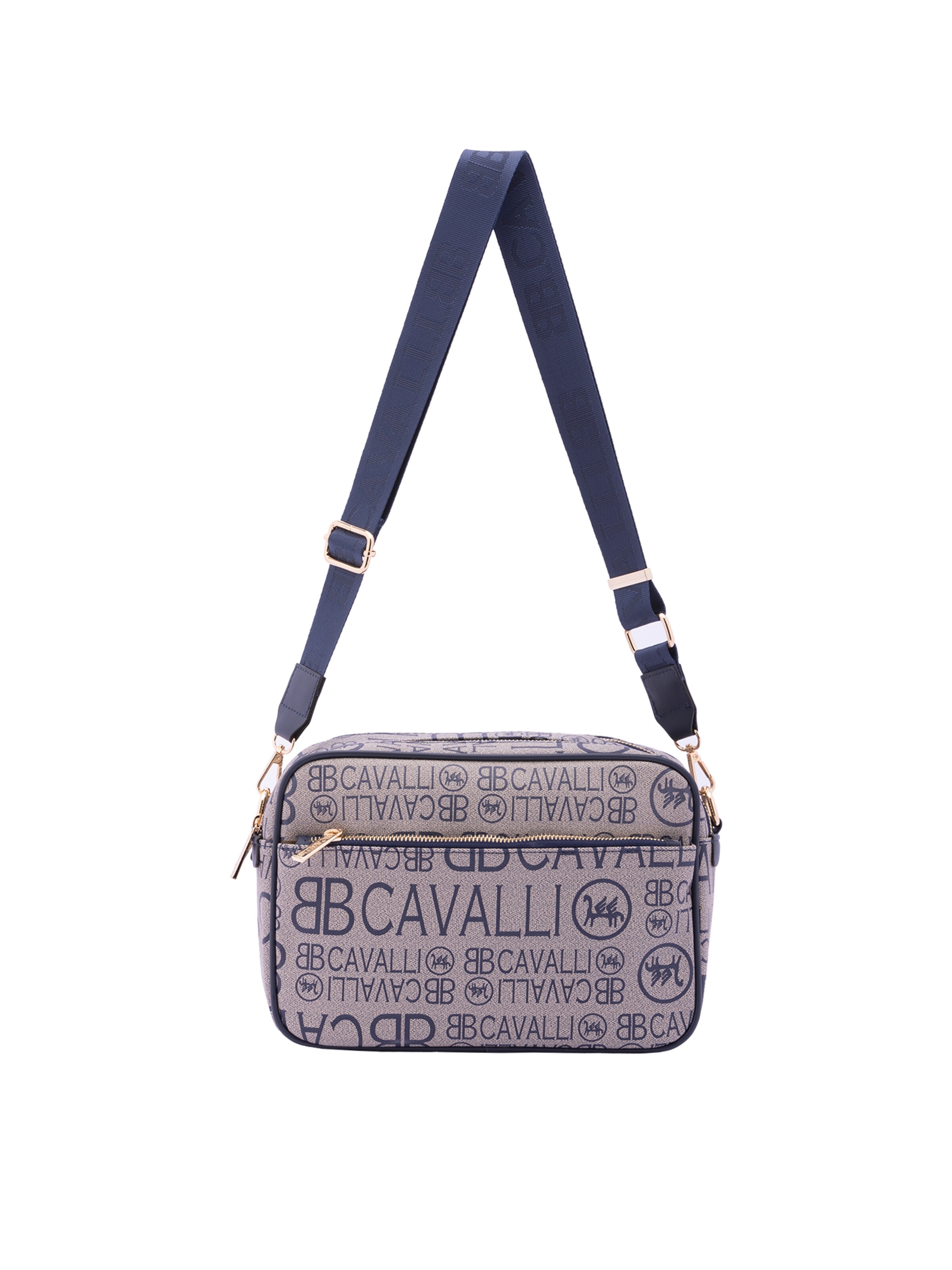 Borsa a tracolla di B. Cavalli in blu: frontale