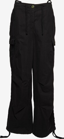 Wide Leg Pantalon cargo Superdry en noir : devant