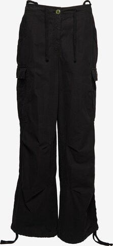 Superdry Wide leg Cargobroek in Zwart: voorkant