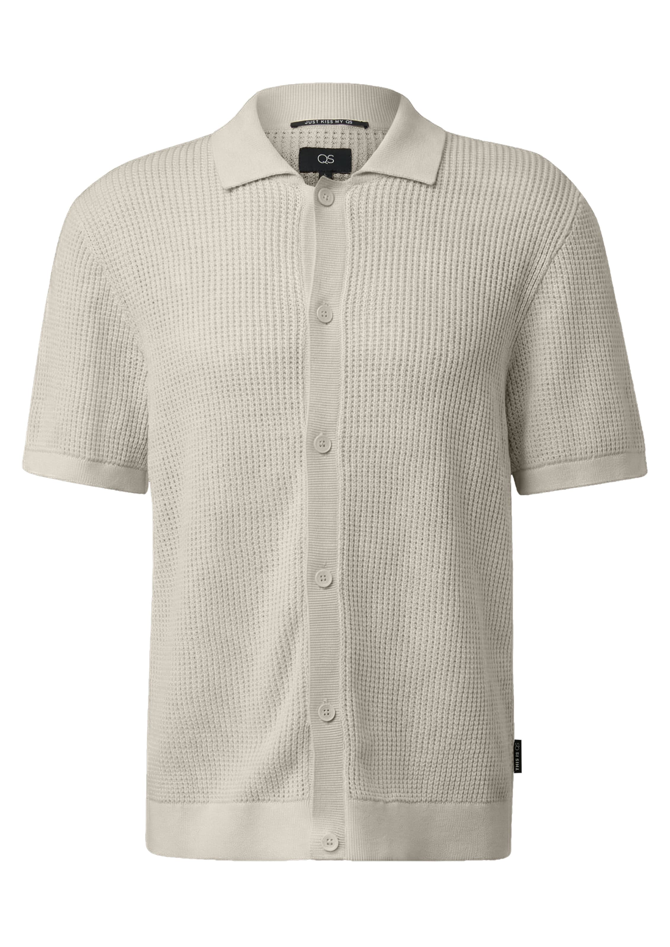 QS Strickpolo in Beige: Vorderseite