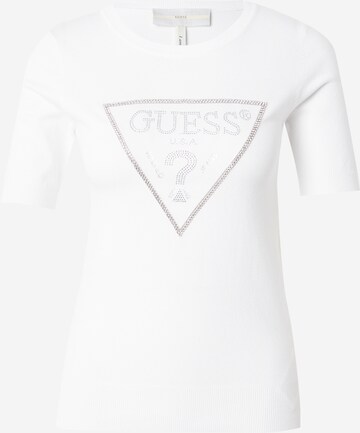 Pulover 'KAYLA' de la GUESS pe alb: față