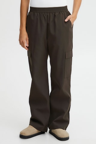 ICHI Regular Pants in Brown: front