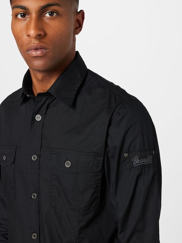 Brandit Regular fit Button Up Shirt in Black