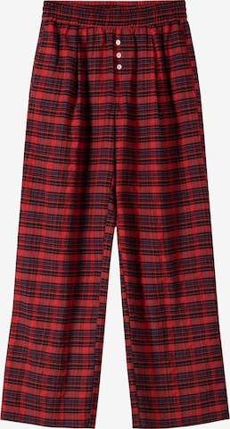 Bershka Loosefit Bandplooibroek in Rood: voorkant