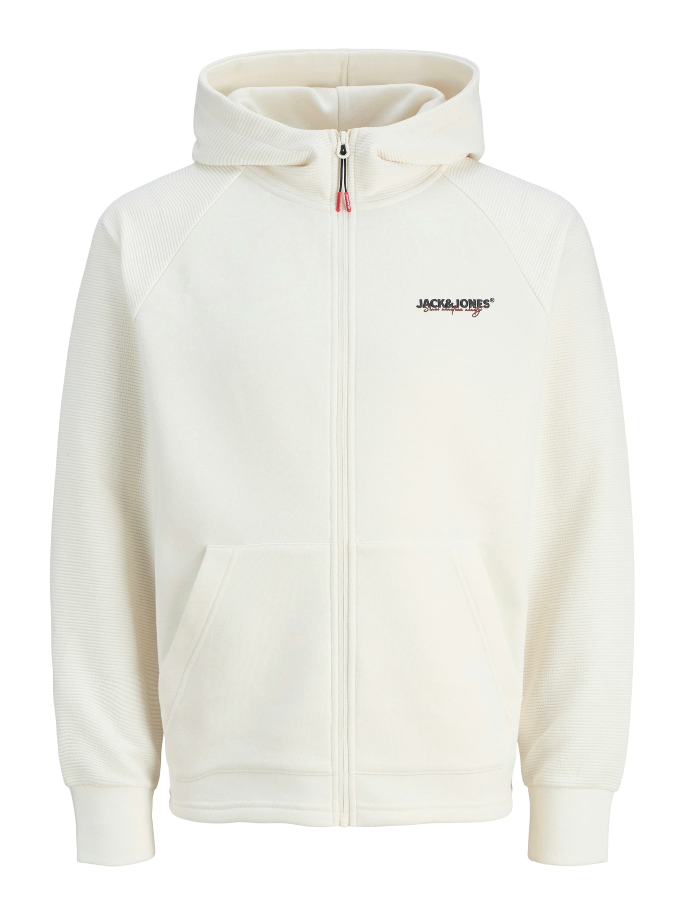 JACK & JONES Sweatvest 'JJTHATCHER' in Wit: voorkant