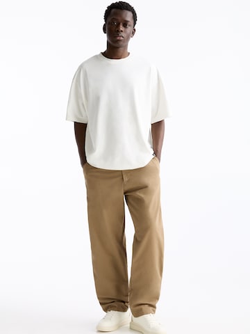 Pull&Bear Wide leg Chino Pants in Brown