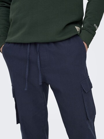 Only & Sons Tapered Cargo Pants 'Verjüngt' in Blue