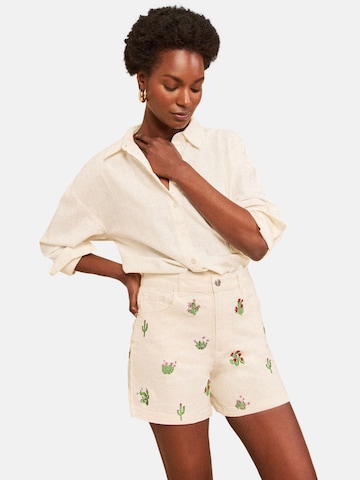 Regular Jean love & roses en beige : devant