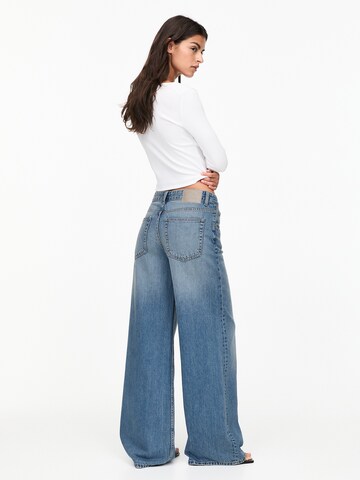 Wide Leg Jean Pull&Bear en bleu