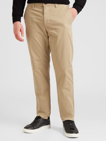 BOSS Tapered Lærredsbukser i beige: forside