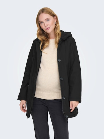 Only Maternity Tussenparka in Zwart: voorkant