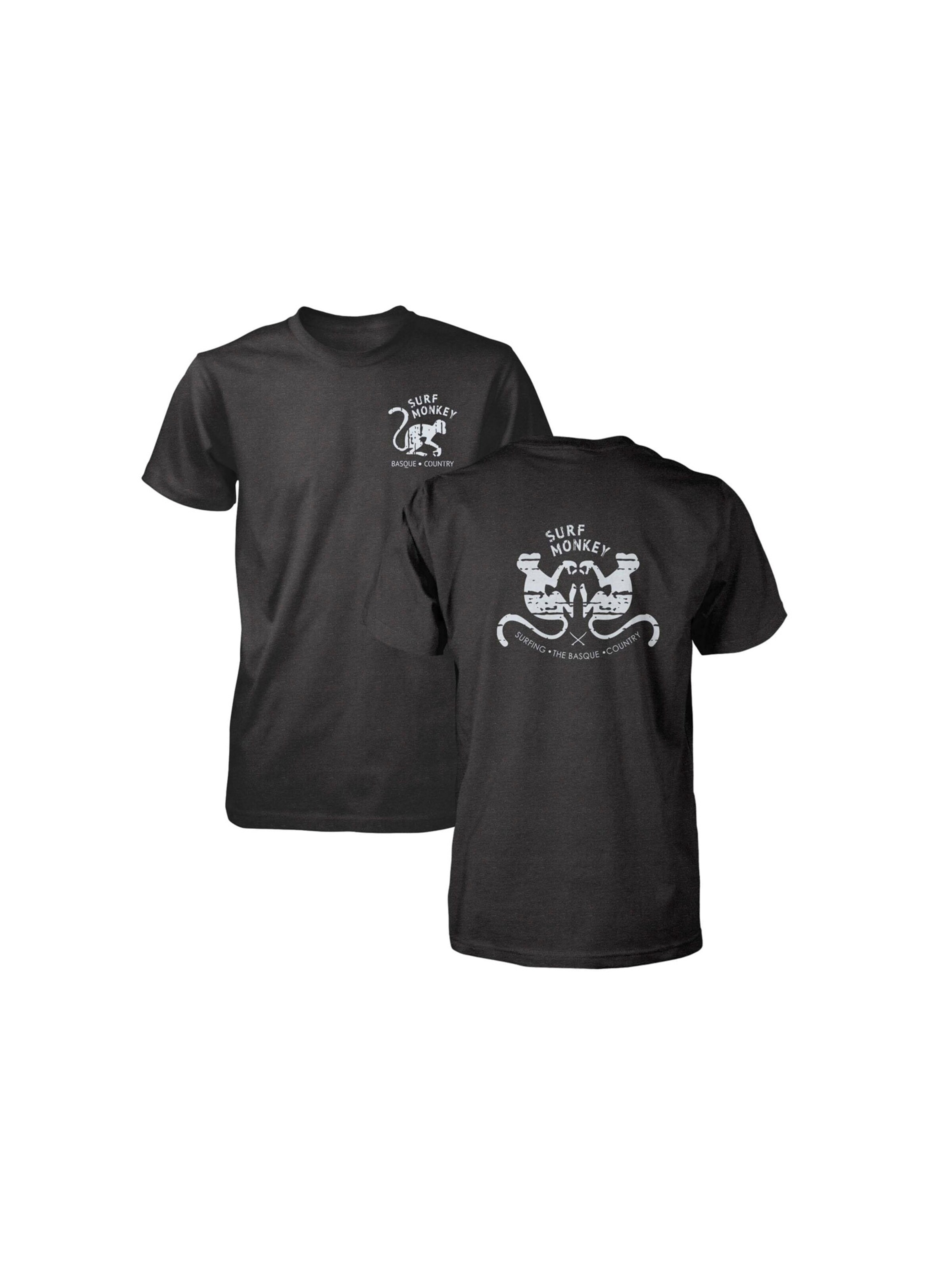 T-Shirt Surf Monkey en noir : devant