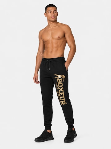 Boxeur des Rues Regular Sportbroek 'Herren Jogginghose Boxeur des Rues mit Kordelzug und Bündchen, Schwarz, Goldenes vertikales Logo, Baumwolle' in Zwart