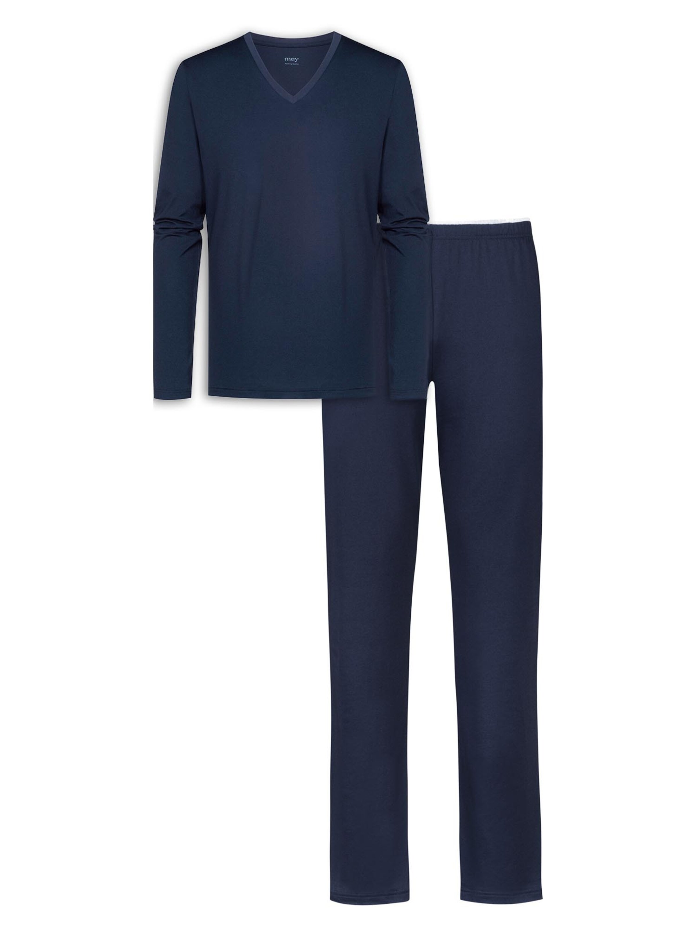 Mey Long Pajamas 'Dry Cotton' in Blue: front