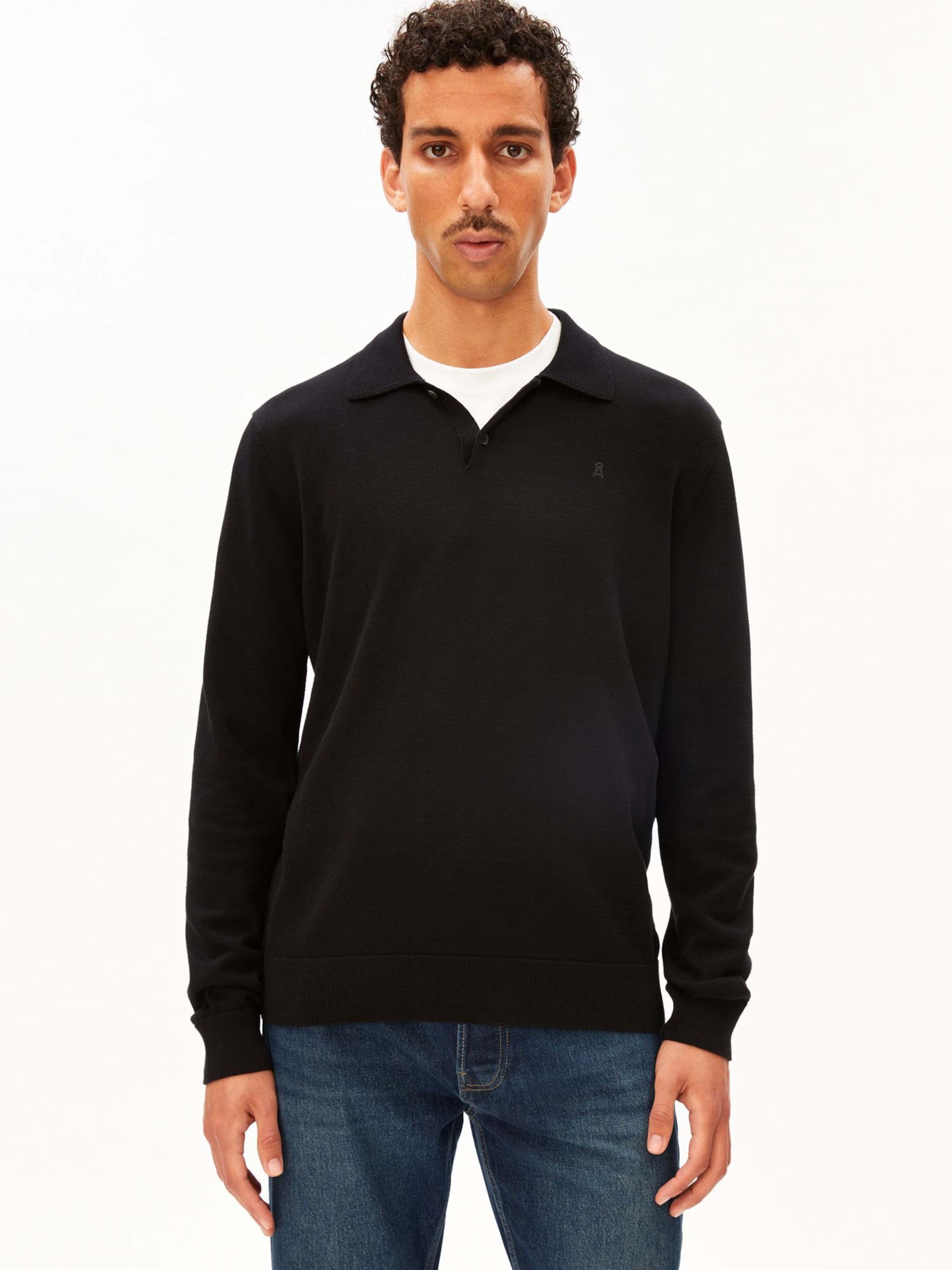 ARMEDANGELS KNIT POLO in Schwarz: Vorderseite