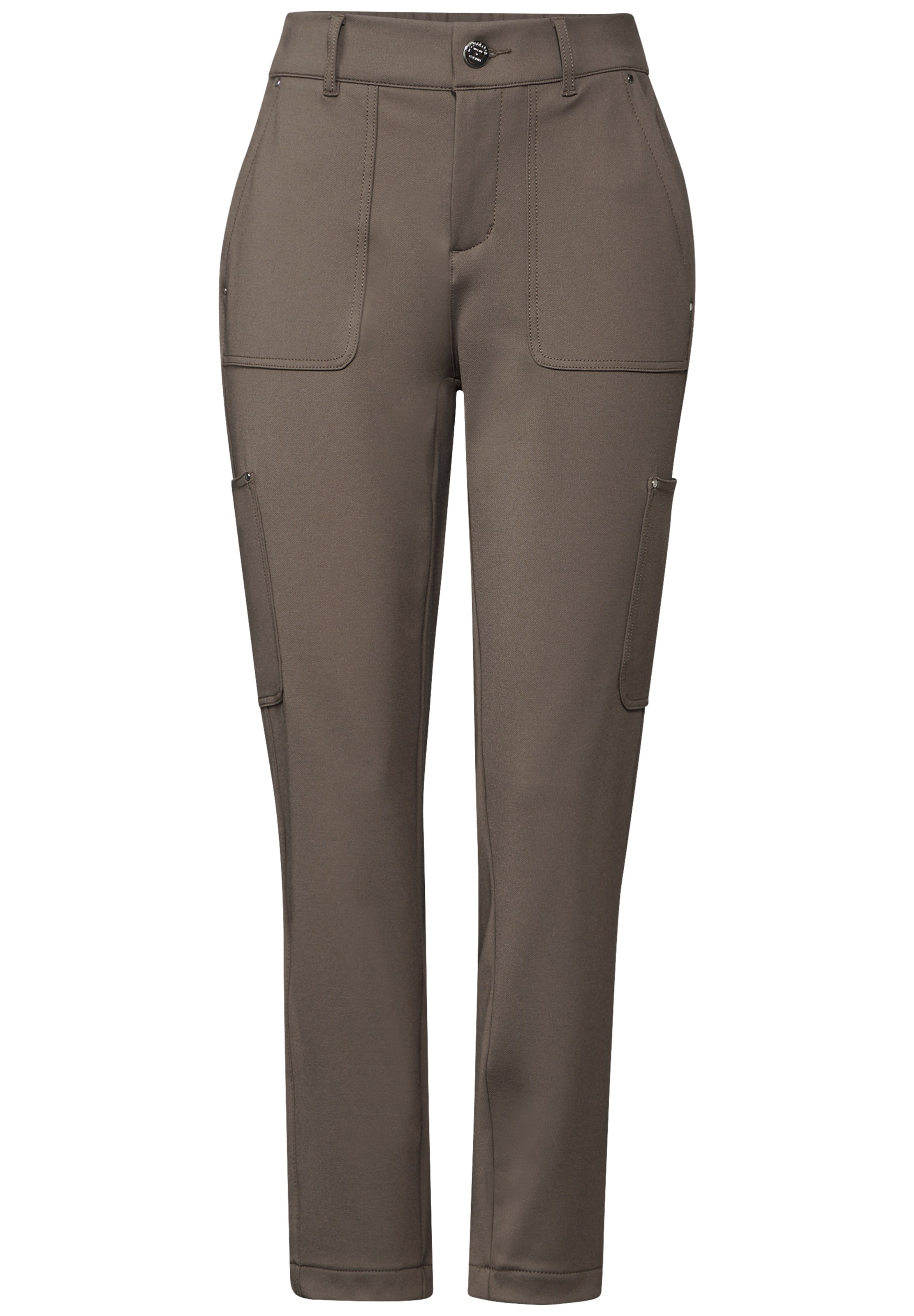 STREET ONE Slim fit Cargo trousers in Brown: front