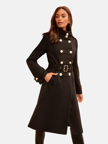 love & roses Between-Seasons Coat in Black: front