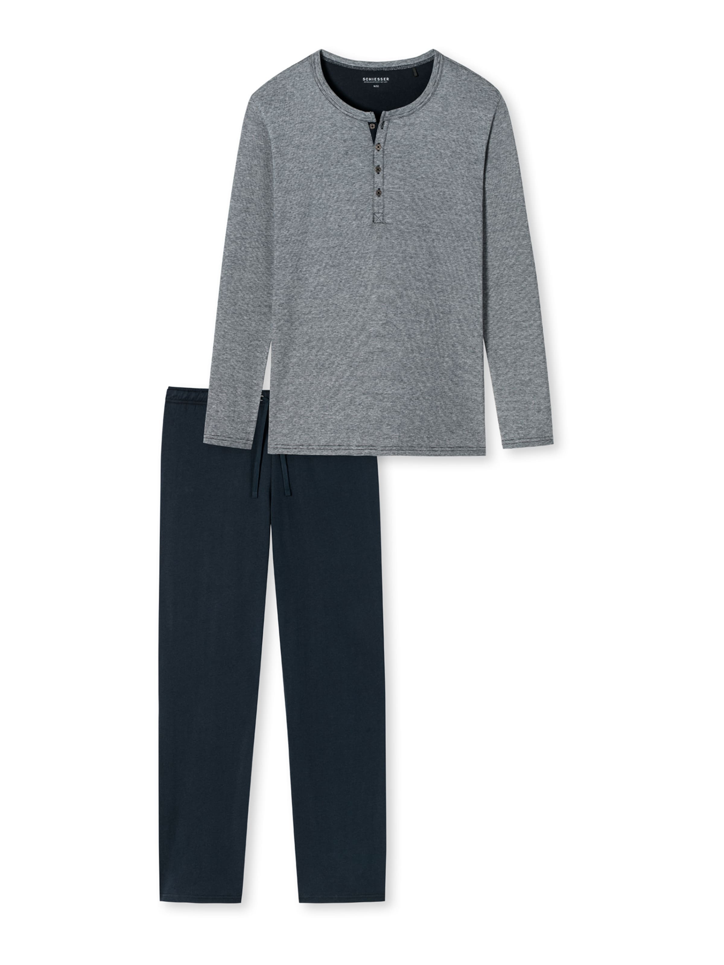 SCHIESSER Long Pajamas ' Selected Premium ' in Dark blue / mottled grey, Item view