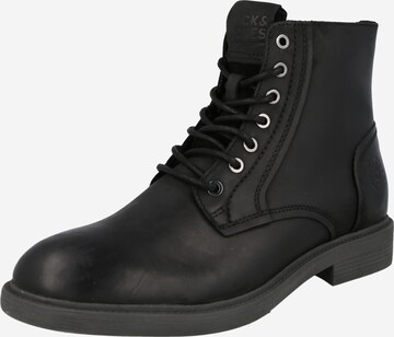 JACK & JONES - Botas con cordones 'KARL' en negro: frente