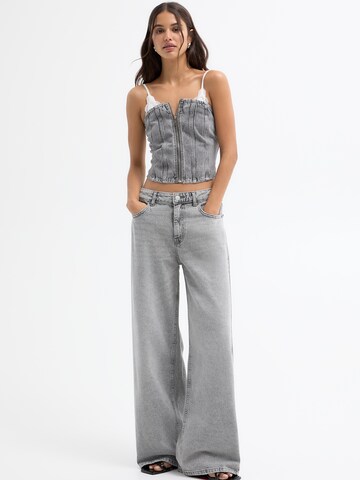 Wide leg Jeans de la Pull&Bear pe gri