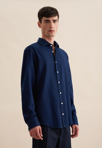 SEIDENSTICKER Comfort Fit Hemd ' Schwarze Rose ' in Blau