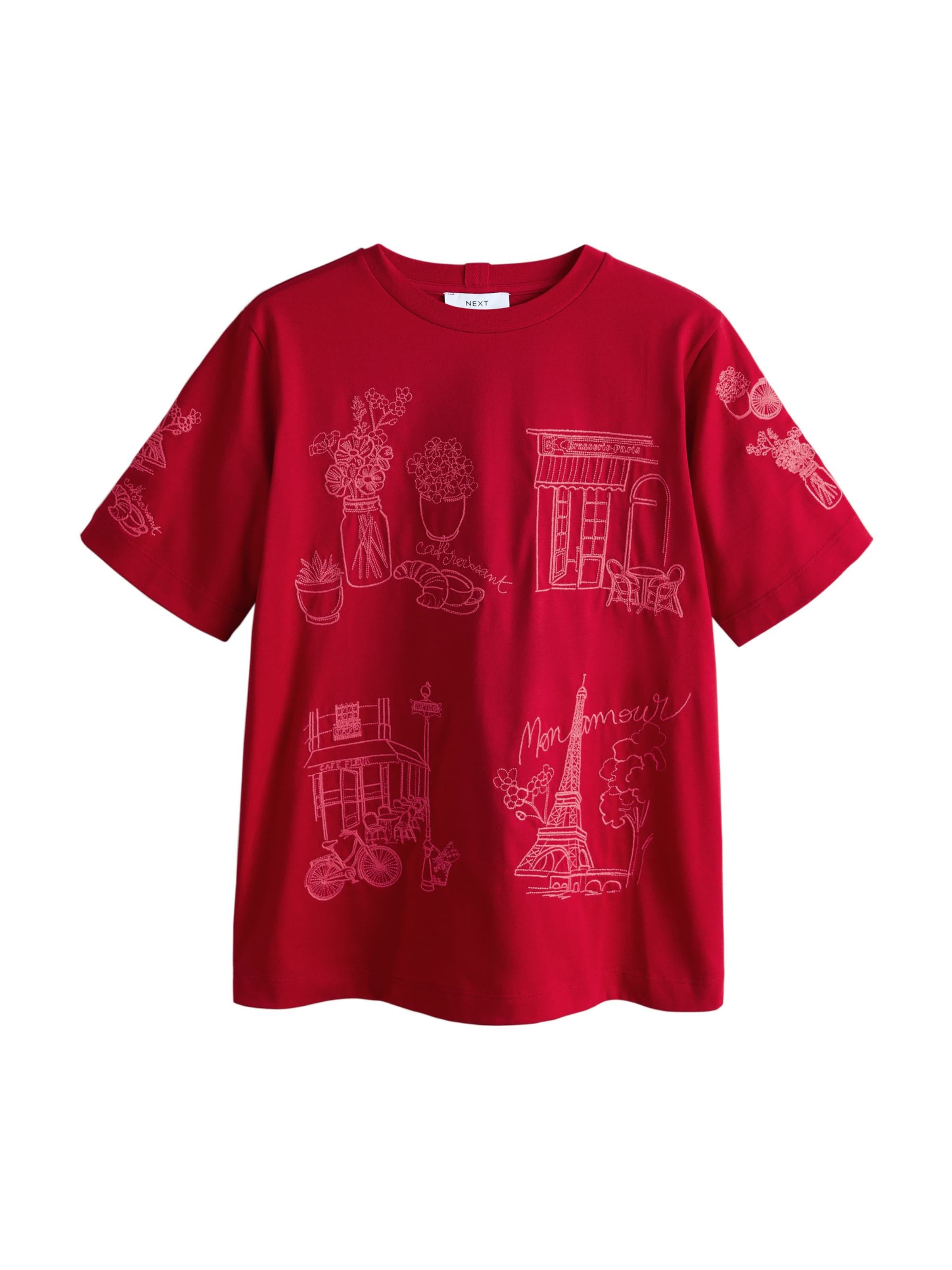 Next Shirts 'Provence' i lys pink / blodrød, Produktvisning