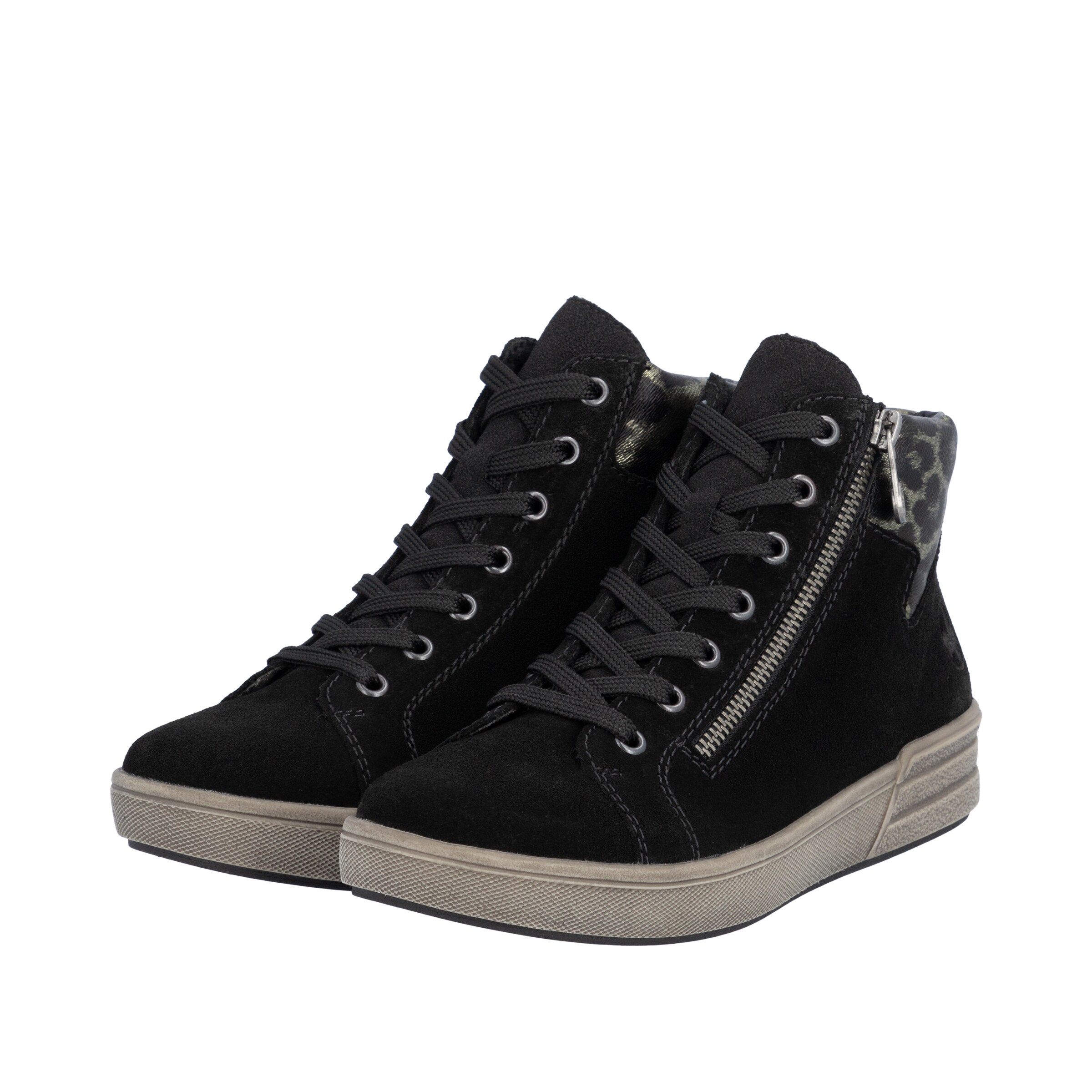 Baskets hautes Rieker en noir : devant