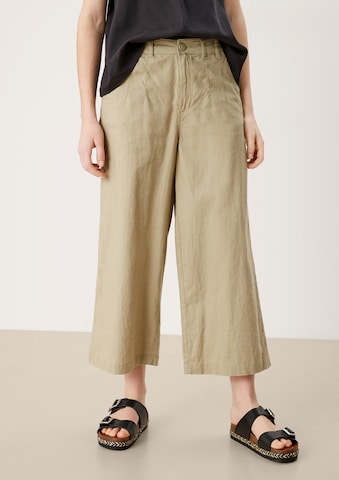QS Wide leg Broek in Groen: voorkant