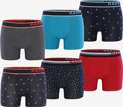 Happy Shorts Boxers ' Retro' en bleu / bleu foncé / mélange de couleurs / rouge, Vue avec produit