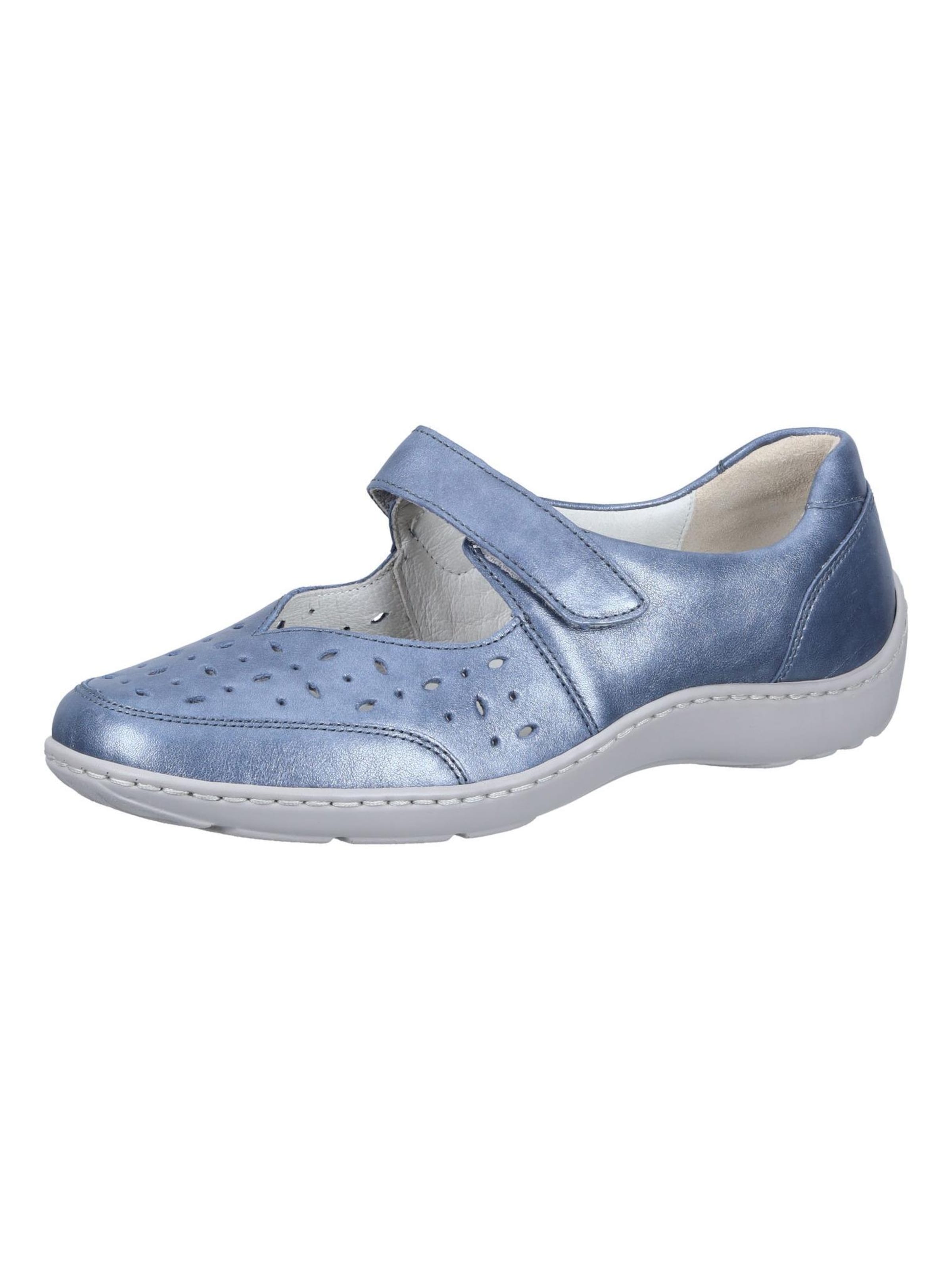 WALDLÄUFER Classic Flats 'Slipper' in Blue: front