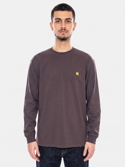 Carhartt WIP Shirt 'L/S Chase T-Shirt Shale / Gold' in S in Chocolate, Item view