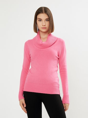 rozā Influencer Džemperis: no priekšpuses
