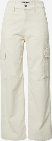 Loosefit Pantalon cargo HOLLISTER en blanc : devant