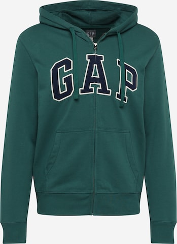 GAP - Sudadera con cremallera en verde: frente