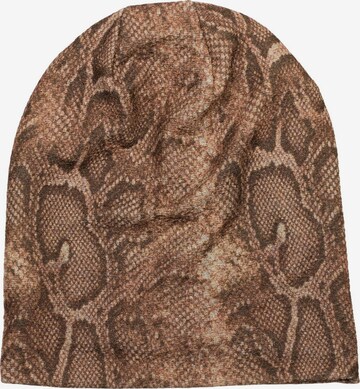 styleBREAKER Mütze 'Beanie Mütze Glitzer Schlangen Muster' in Braun: Vorderseite