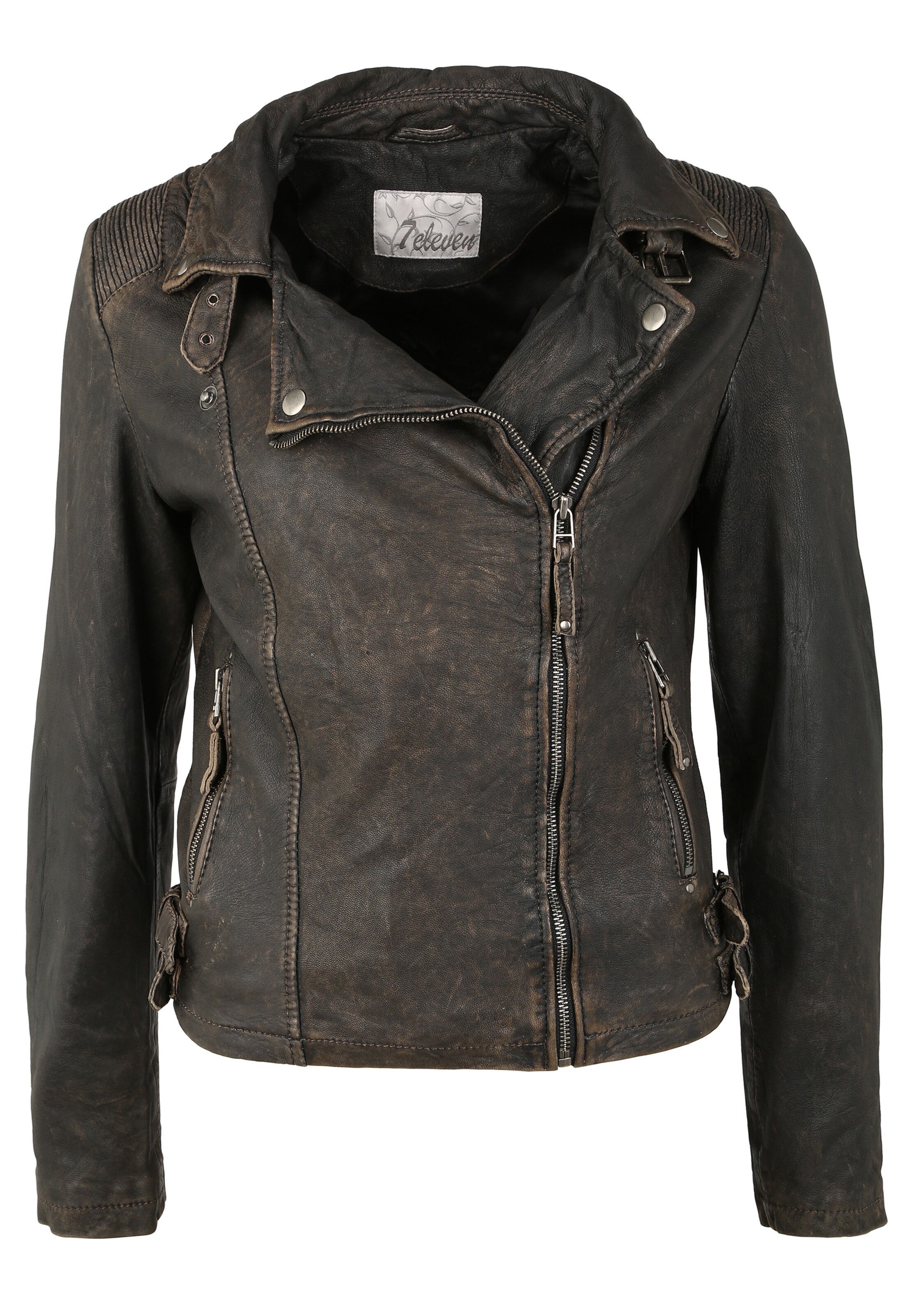 7ELEVEN Lederjacke 'Lamiza' in Grau: Vorderseite