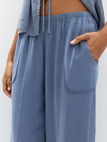 Pull&Bear Wide leg Broek in Blauw